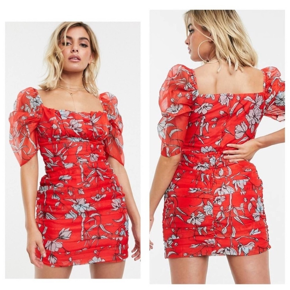 Charlie Holiday Palma Vacation Mini Puff Sleeve Floral Summer Dress | 4 (US)